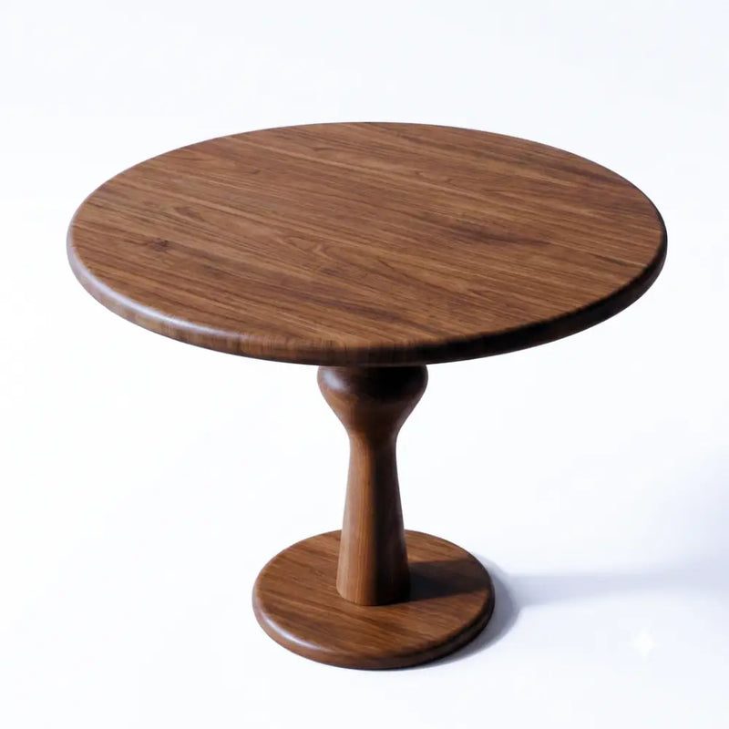 Mason Solid Walnut Round Dining Table | Sculptural Pedestal Base