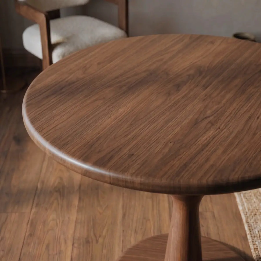 Mason Solid Walnut Round Dining Table | Sculptural Pedestal Base