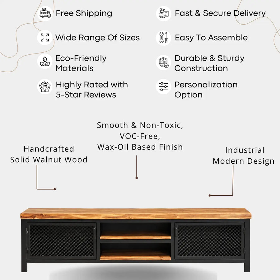 Mass Solid Walnut Wood TV Stand