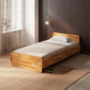 Melvo Solid Beech Wood Single Bed Frame | Wooden Platform Bed Demontha