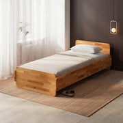 Melvo Solid Beech Wood Single Bed Frame | Wooden Platform Bed Demontha