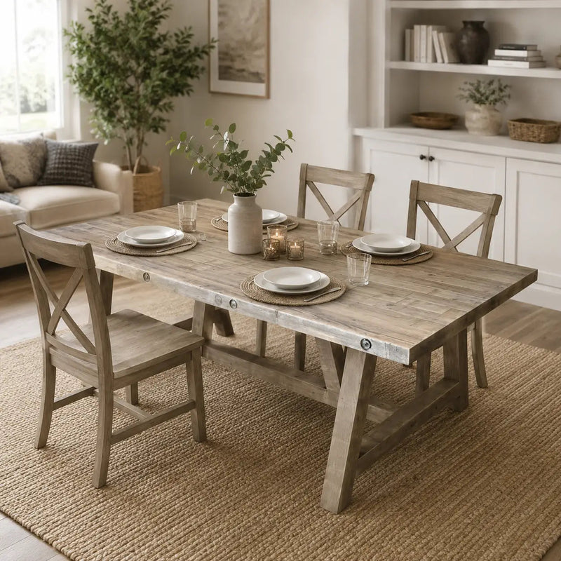 Montpelier Trestle Dining Table | Farmhouse Design Tomruque Wood Studios
