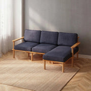 Mova Solid Beech Wood Double Corner Sofa | 2-Seater Chaise Lounge Demontha