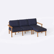 Mova Solid Beech Wood Double Corner Sofa | 2-Seater Chaise Lounge Demontha