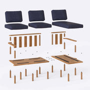 Mova Solid Beech Wood Double Corner Sofa | 2-Seater Chaise Lounge Demontha