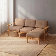 Mova Solid Beech Wood Double Corner Sofa | 2-Seater Chaise Lounge Demontha