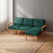 Mova Solid Beech Wood Double Corner Sofa | 2-Seater Chaise Lounge Demontha
