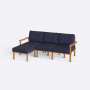 Mova Solid Beech Wood Double Corner Sofa | 2-Seater Chaise Lounge Demontha