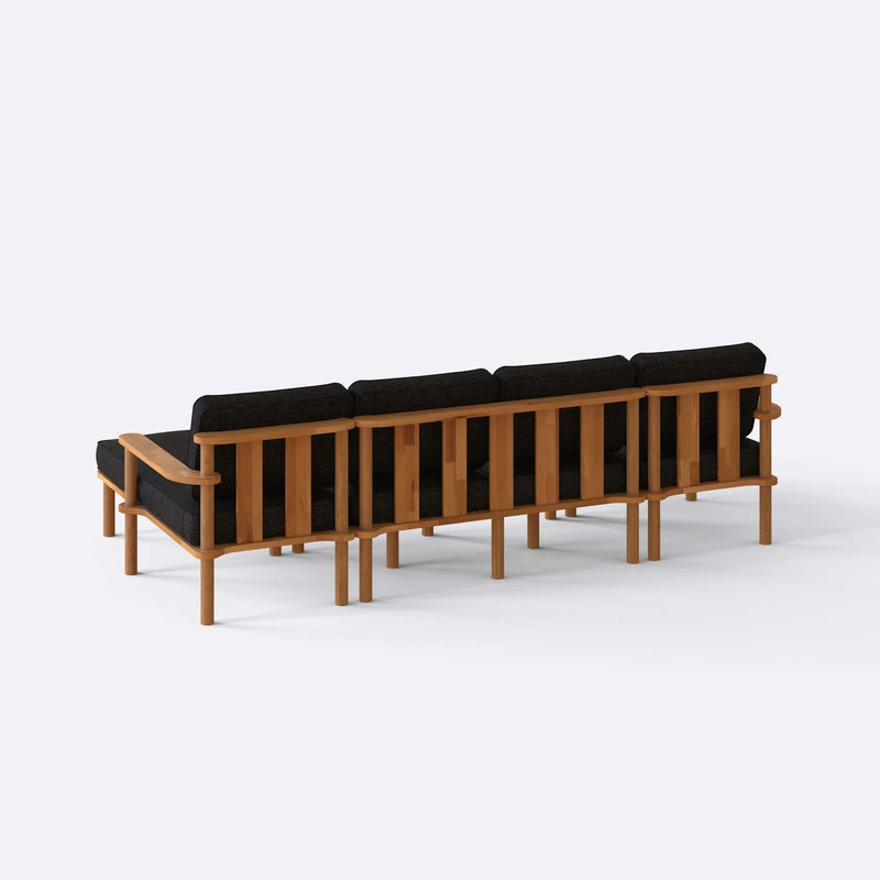 Mova Solid Beech Wood Double U Shaped Corner Sofa | Double Chaise Sectional Sofa
