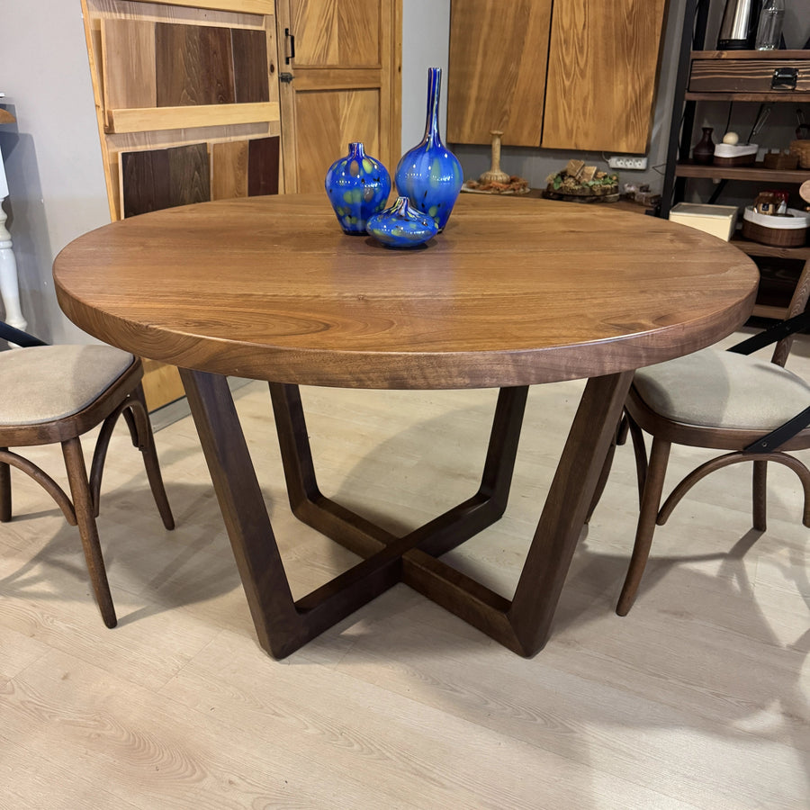 Muse 48" Walnut Round Wood Dining Table – Ready to Ship Mozilya