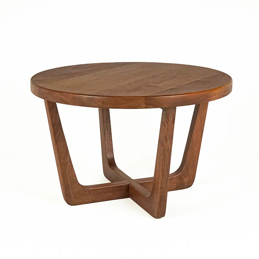 Muse Round Cocktail Table - Solid Walnut Wood - Mid Century Modern Design Mozilya