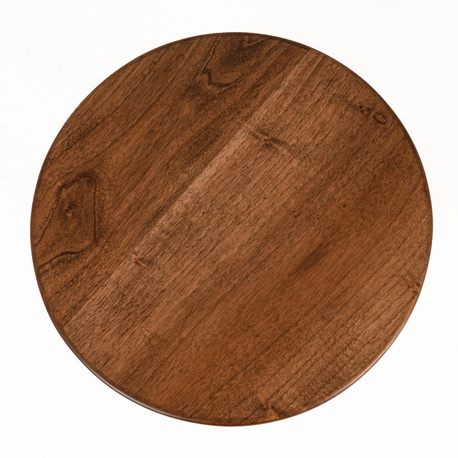 Muse Walnut Wood Round Side Table - Mid Century Modern Mozilya