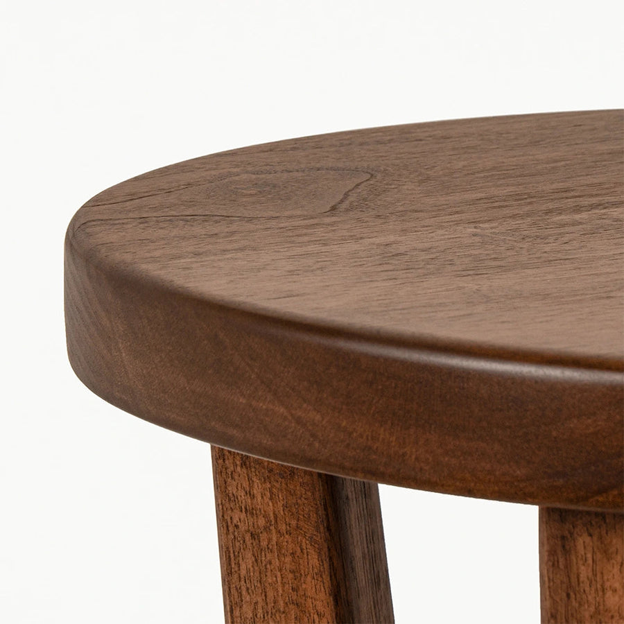 Muse Walnut Wood Round Side Table - Mid Century Modern Mozilya