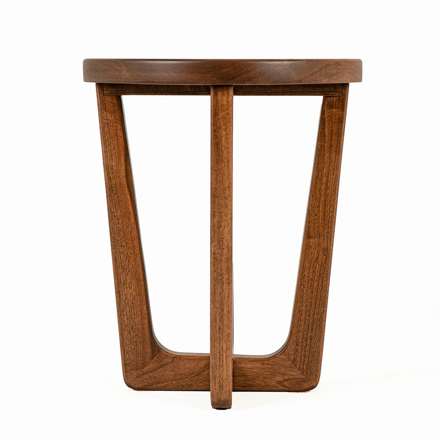 Muse Walnut Wood Round Side Table - Mid Century Modern Mozilya
