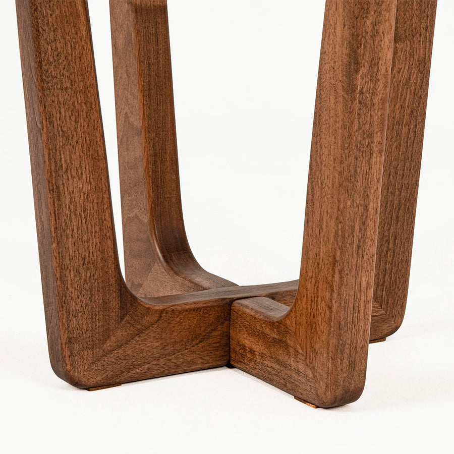 Muse Walnut Wood Round Side Table - Mid Century Modern Mozilya