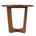 Close-up of the Muse table's sleek round tabletop, highlighting its craftsmanship and minimalist appeal.