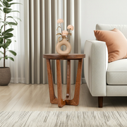 Muse Walnut Wood Round Side Table