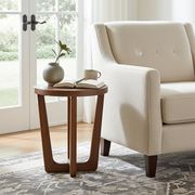 Muse Walnut Wood Round Side Table modern