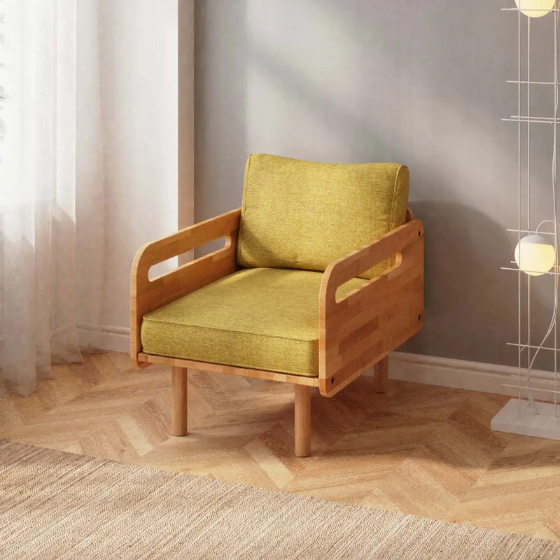 Naven Solid Beech Wood Accent Chair | Upholstered Armchair