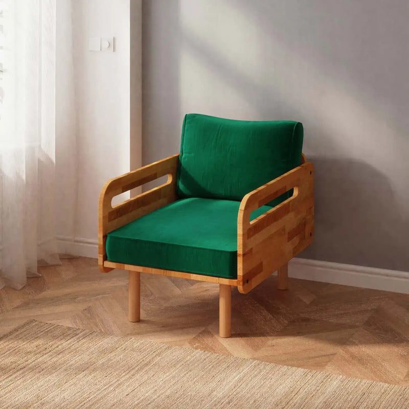 Naven Solid Beech Wood Accent Chair | Upholstered Armchair