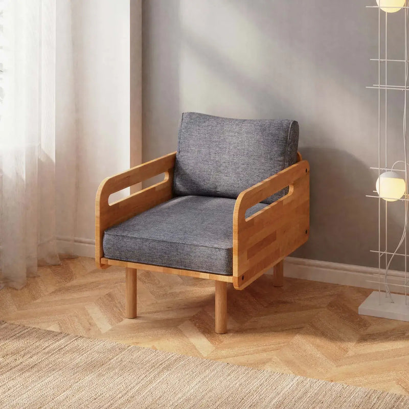 Naven Solid Beech Wood Accent Chair | Upholstered Armchair