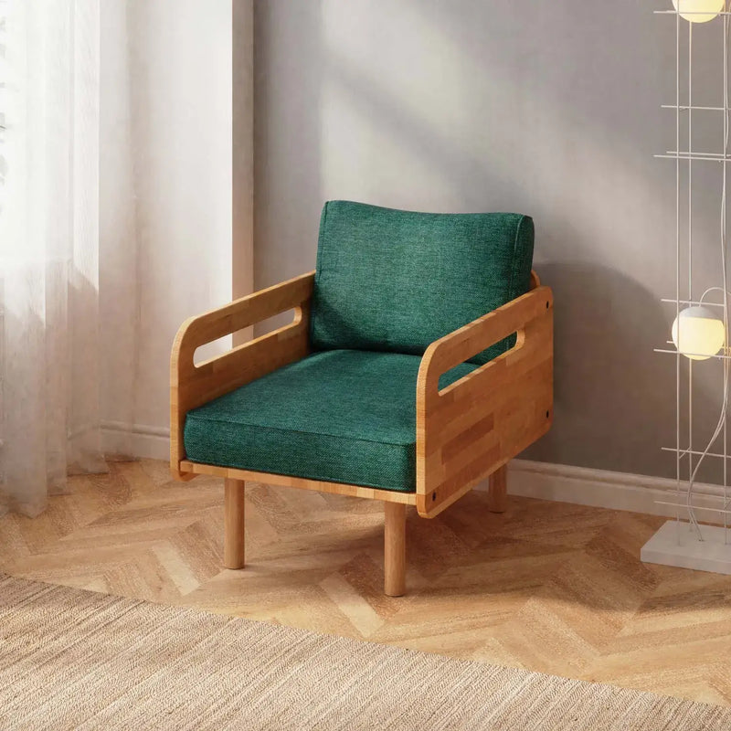Naven Solid Beech Wood Accent Chair | Upholstered Armchair