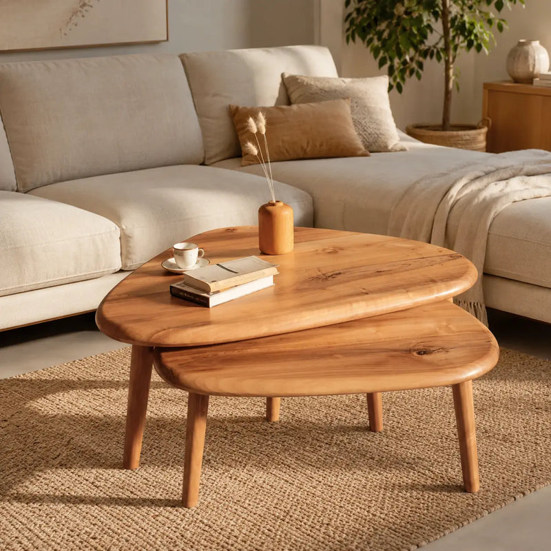Nova Mid-Century Modern Coffee Table Set - Solid Walnut Wood