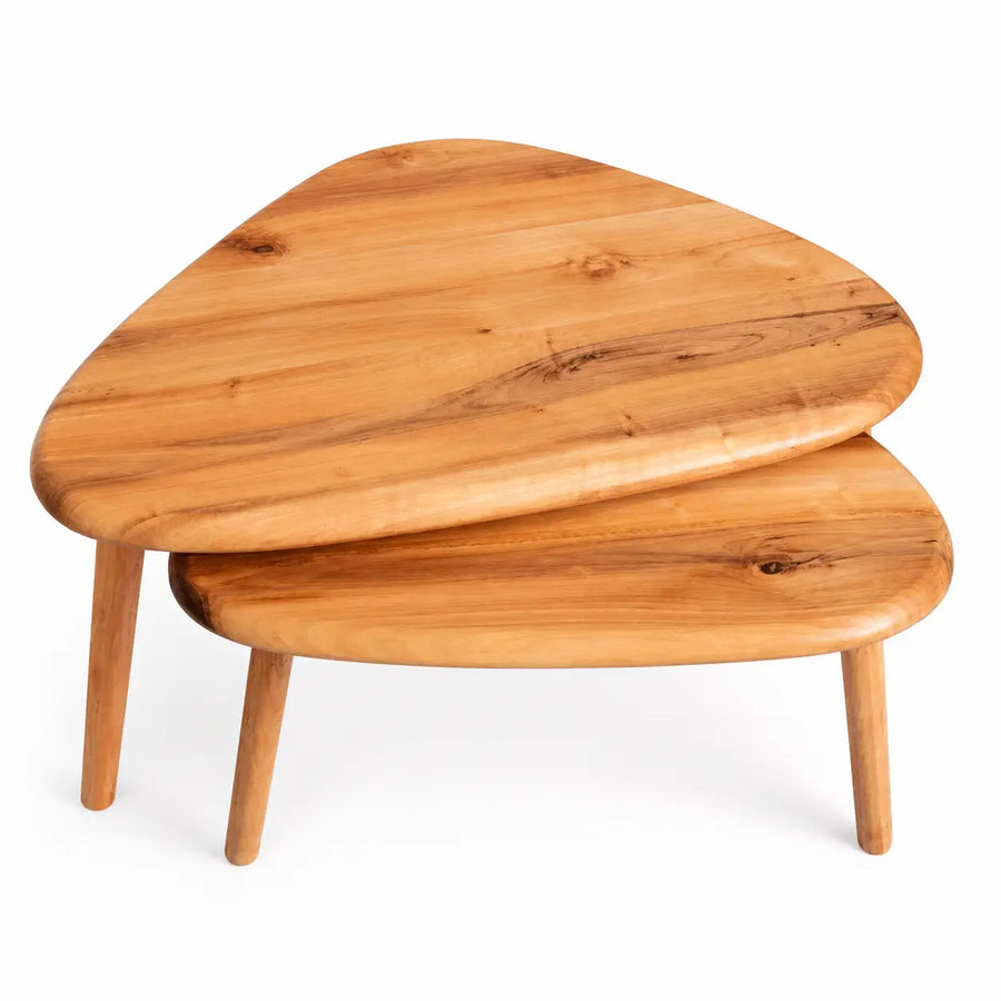 Nova Mid-Century Modern Coffee Table Set - Solid Walnut Wood Mozilya