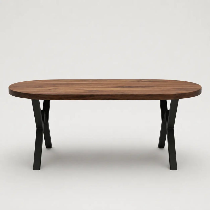Oasis Oval Solid Walnut Wood Dining Table – Farmhouse Design
