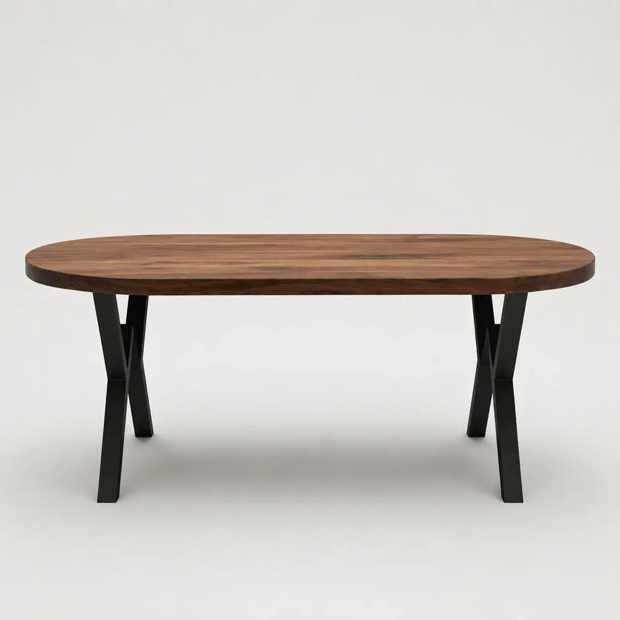Oasis Oval Solid Walnut Wood Dining Table – Farmhouse Design Mozilya