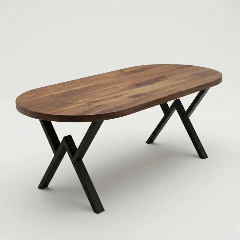 Oasis Oval Solid Walnut Wood Dining Table – Farmhouse Design