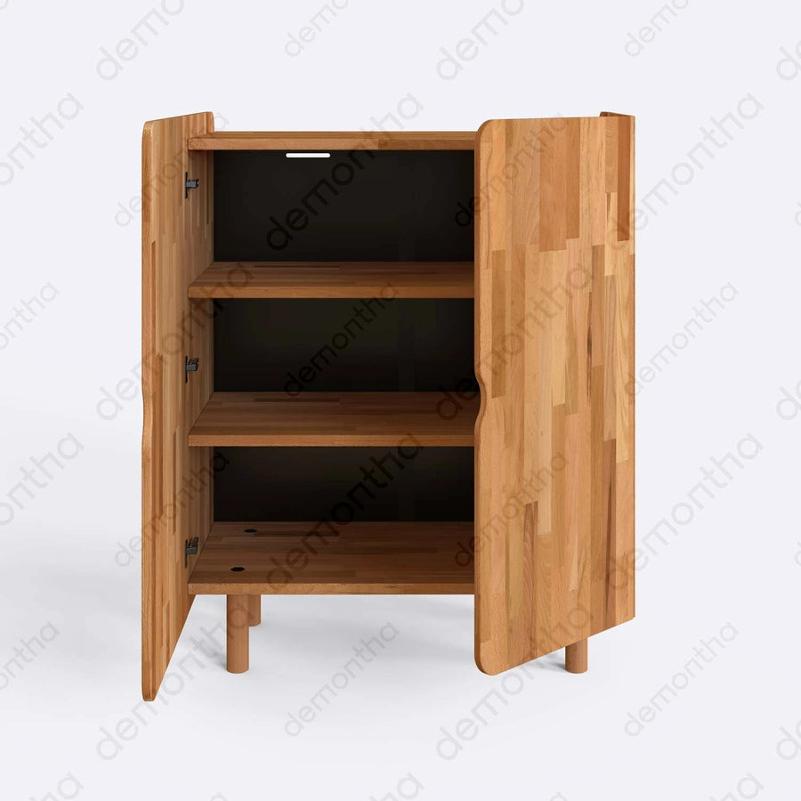 Orion Solid Beech Wood Tall Sideboard Cabinet Demontha