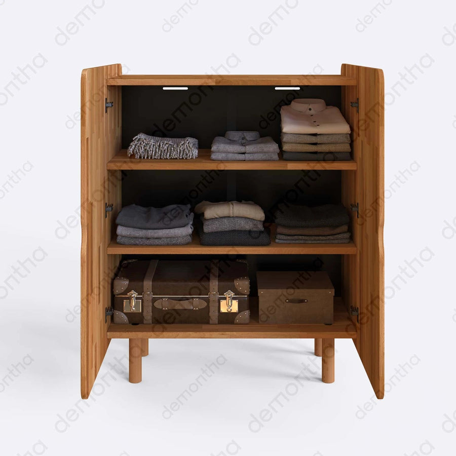 Orion Solid Beech Wood Tall Sideboard Cabinet Demontha