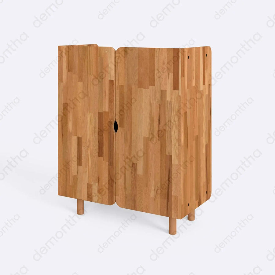 Orion Solid Beech Wood Tall Sideboard Cabinet Demontha