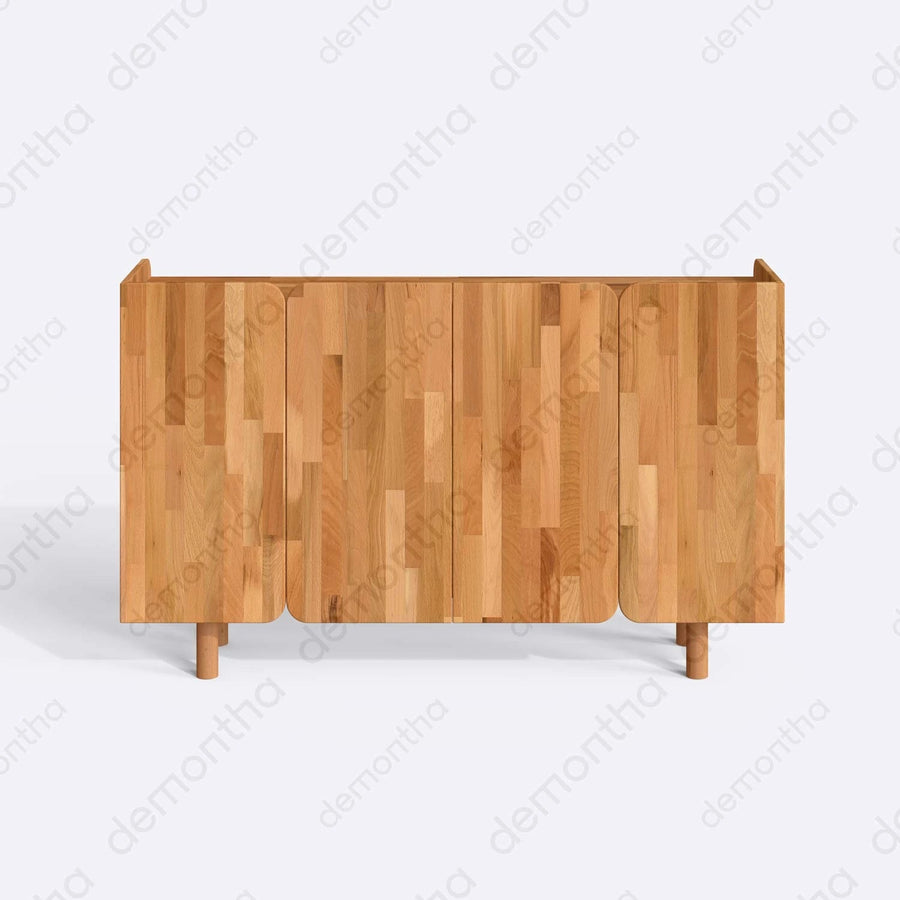 Orion Solid Beech Wood Tall Sideboard Cabinet Demontha