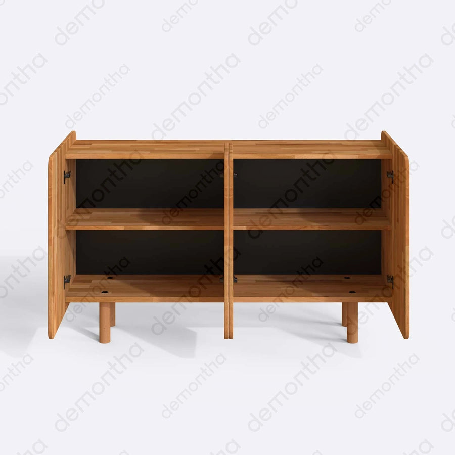 Orion Solid Beech Wood Tall Sideboard Cabinet Demontha