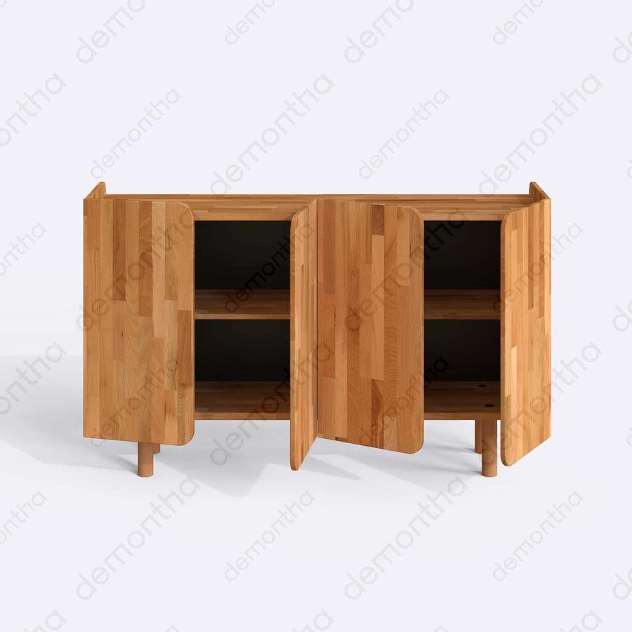 Orion Solid Beech Wood Tall Sideboard Cabinet Demontha