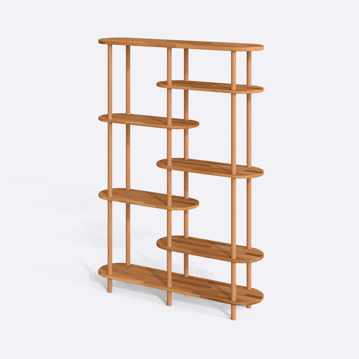 Oslo Solid Wood Bookcase featuring a modern, minimalist style perfect for organizing books and decor in the living room.
