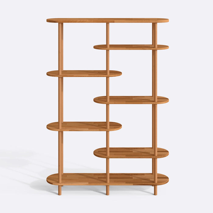 Elegant living room bookshelf crafted from 100% beech wood, designed to complement contemporary interiors with its clean lines.