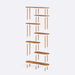 Solid wood bookshelf with a minimalist design, ideal for the living room to display books, plants, and decorative items.