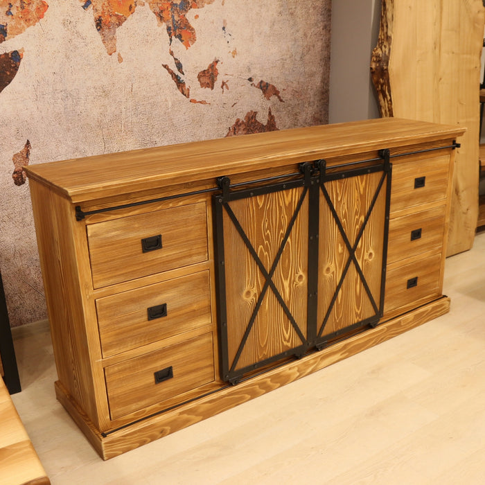 Front view of the Pandora Wood Sideboard Cabinet showcasing its elegant design and spacious storage, perfect for modern interiors.