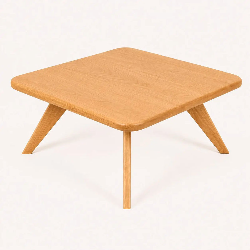 Petra Square Coffee Table Solid Oak Wood – Mid-Century Modern Elegance