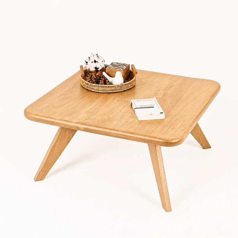 Petra Square Coffee Table Solid Oak Wood – Mid-Century Modern Elegance