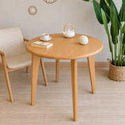 Petra Round Wood Dining Room Table Solid Oak Wood – Mid-Century Modern Design Mozilya