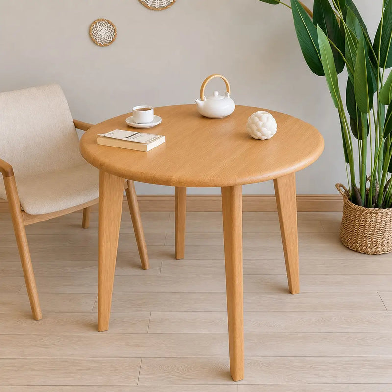Petra Round Wood Dining Room Table Solid Oak Wood – Mid-Century Modern Design Mozilya