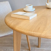 Petra Round Wood Dining Room Table Solid Oak Wood – Mid-Century Modern Design Mozilya