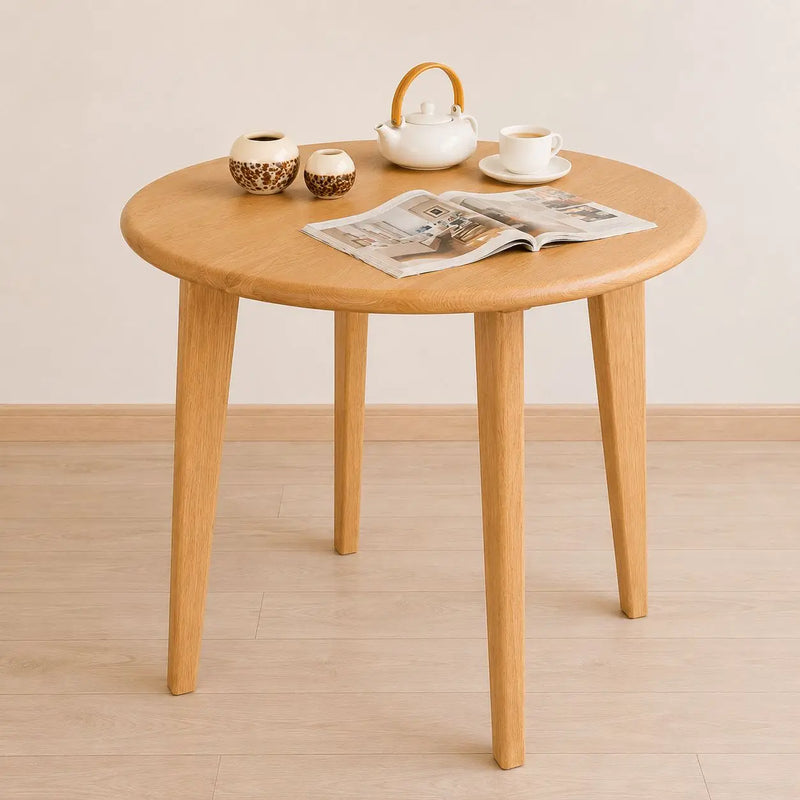 Petra Round Wood Dining Room Table Solid Oak Wood – Mid-Century Modern Design Mozilya