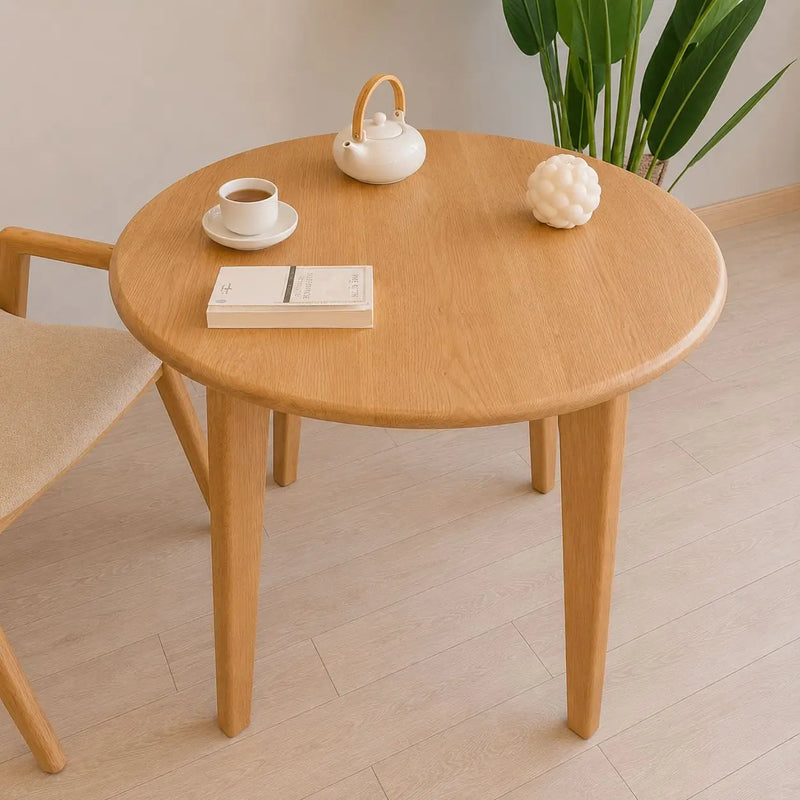 Petra Round Wood Dining Room Table Solid Oak Wood – Mid-Century Modern Design Mozilya