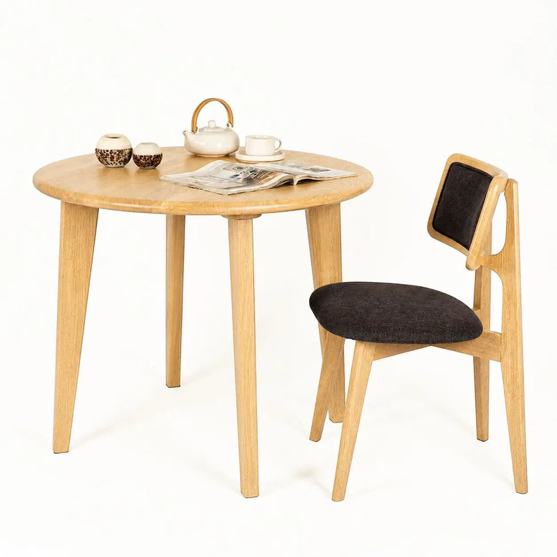 Petra Round Wood Dining Room Table Solid Oak Wood – Mid-Century Modern Design Mozilya