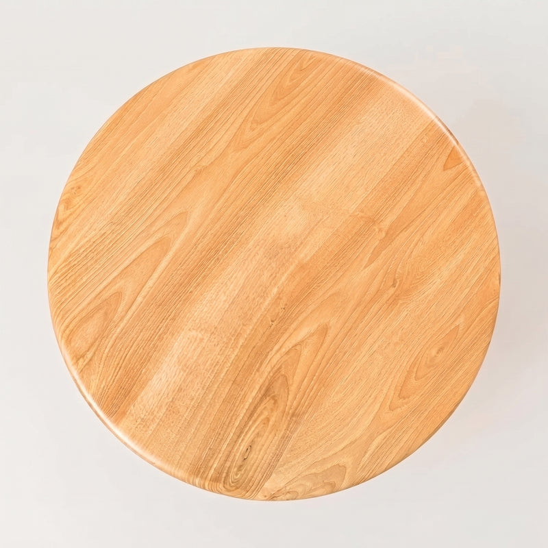 Petra Round Wood Dining Room Table Solid Oak Wood with a light natural wood grain finish, photographed from directly above on a plain white background.